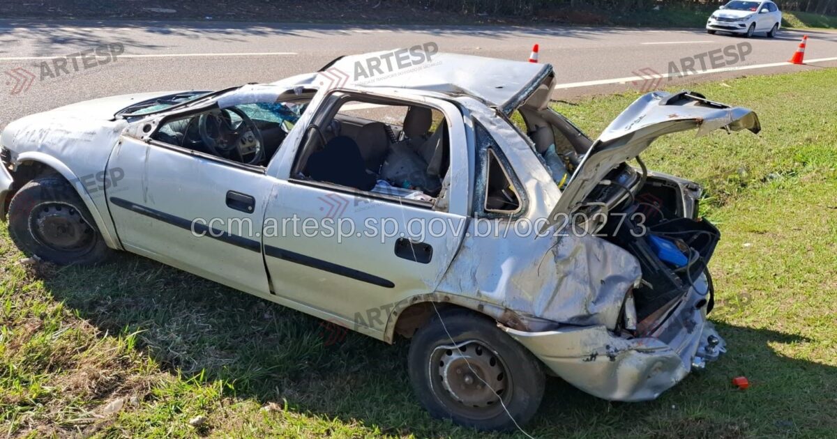 Um morto e um ferido grave após capotamento na SP-342 em Mogi Guaçu