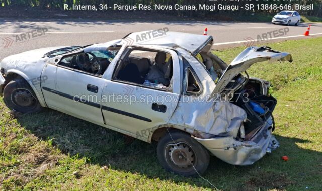 Um morto e um ferido grave após capotamento na SP-342 em Mogi Guaçu