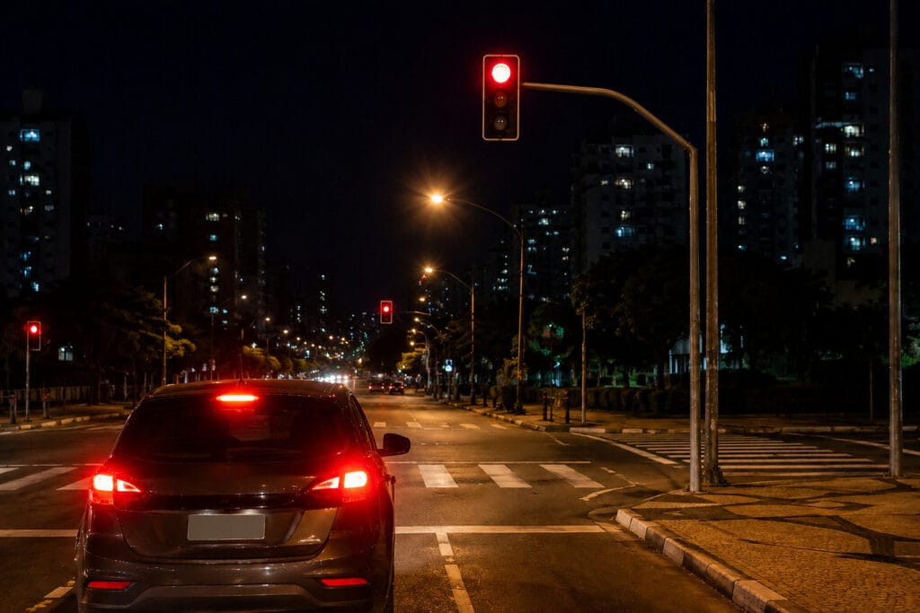Avançar sinal vermelho de madrugada: multa ainda vale?