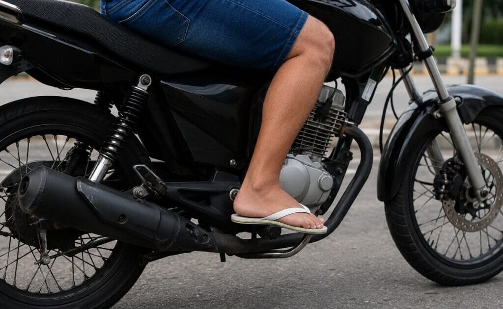 O que o CTB diz sobre calçado permitido para moto?