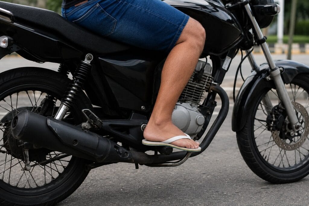 O que o CTB diz sobre calçado permitido para moto?