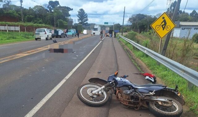 Acidente na SC-480 em Chapecó mata motociclista em colisão