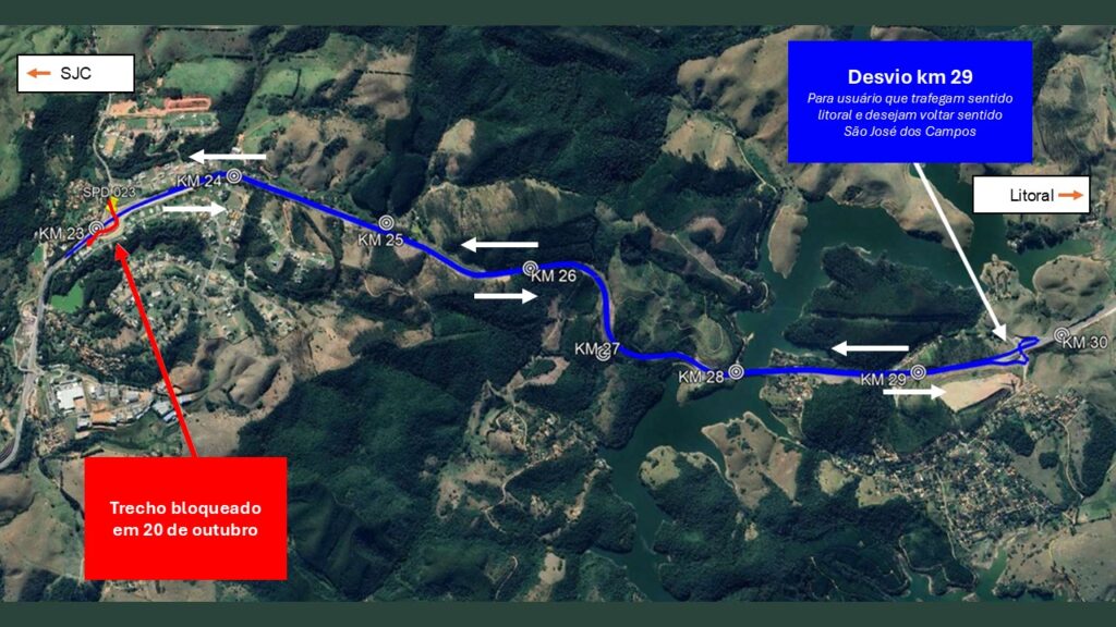 Interdição na Rodovia dos Tamoios nesta terça-feira (20)