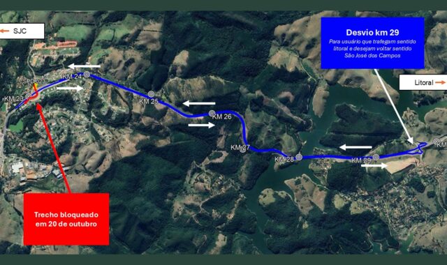 Interdição na Rodovia dos Tamoios nesta terça-feira (20)